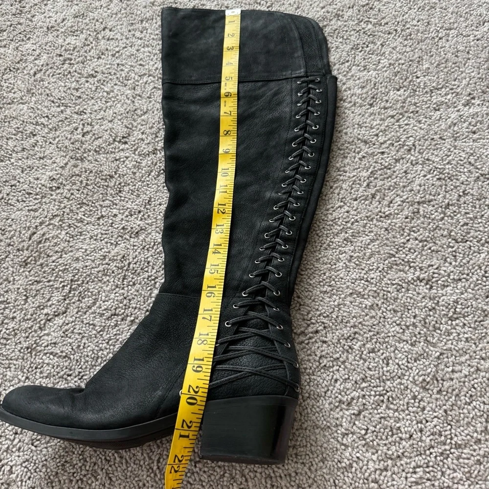 Vince Camuto‎ Black Over Knee Riding Boots Size 7.5 Bolina Pebbeled Leather